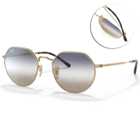 【RayBan 雷朋】復古元素款 太陽眼鏡(金 藍棕漸層鏡片#RB3565 001GD-53mm)