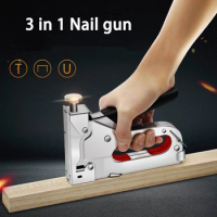 Staple Gun 3 In 1 Heavy Duty With Staple Remover Staples For Woodworking Diy Furniture Manual Stapler Tacker Brad Nail
