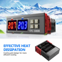 STC-3008 Digital Dual Temperature Controller Dual Probe Two Realy Output Thermostat Thermoregulator 12V 24V 110-220V