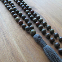 Dragon BloodJasper Mala Necklace 108 Mala Bead Necklace Tassel Necklaces Yoga Mala meditation Beads Mens Jewelry Prayer Necklace