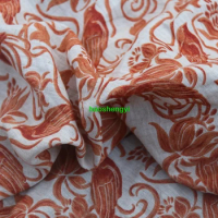 Brand pure linen printed natural rain and dew soft garment fabric