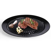 BBQ Grill Pan Round Griddle Pan Barbecue Plate Portable Non-stick Pan Outdoor Picnic Indoor Outdoor Camping BBQ