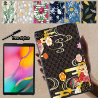 Tablet Case for Samsung Galaxy Tab S7 11/Tab S6 Lite 10.4/Tab S6 10.5/Tab S4 10.5/Tab S5e 10.5 Flowers Pattern Back Shell Cover