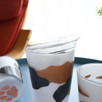 新品上市~日本進口ADERIA石塚硝子貓爪杯玻璃杯有蓋子帶蓋創意印花貓抓杯子 全館免運