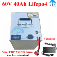 LL-waterproof 60v 40ah lifepo4 battery with BMS no li ion 40ah 50ah for 2000w 1500w bicycle bike scooter Tricycle +5A charger
