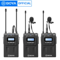 BOYA BY-WM8 Pro K2 Professional UHF Wireless Lavalier Clip-on Microphone System for Camera Smartphone DSLRs Interviews Speech