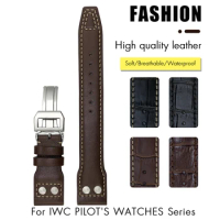 20mm 21mm 22mm High Quality Rivets Genuine Leather Watchband Fit For IWC Big Pilot TOP GUN Watch IW3777 Calfskin Leather Strap