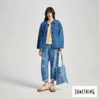 SOMETHING 女裝 襯衫式牛仔外套-拔洗藍