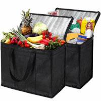 3Pack Insulated Reusable Grocery Bag Food Delivery Bag with Dual Zipper