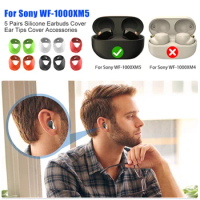 5 Pairs Silicone Ear Tips Cover Accessories 5 Color Ear Bud Tips Replacement Earphone Ear-Tips for Sony WF-1000XM5 Headphones