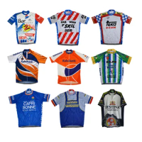 Retro Cycling Jersey Men Bike Shirt Short Sleeve Breathable Triathlon Wear Clothing Mtb Jersey Ropa Ciclismo