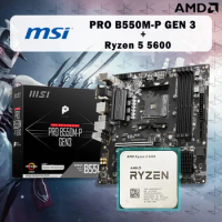 NEW MSI PRO B550M-P GEN3 Motherboard + AMD Ryzen 5 5600 R5 5600 CPU Suit Socket AM4 without cooler