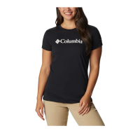 【Columbia 哥倫比亞 官方旗艦】女款-LOGO短袖T上衣-黑色(UAL07460BK / 2023年春夏)
