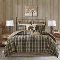 Comforter Set - All Season Down Alternative Warm Bedding Layer and Matching Shams, Oversized King, Bitter Creek, Grey/Brown