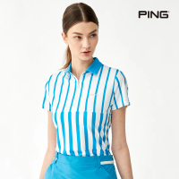 【PING】女款直條短袖POLO衫-藍(吸濕排汗/GOLF/高爾夫球衫/RA23108-56)