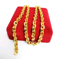 8mm 10mm Wide Long Solid Heavy Anchor Chain Unisex 24K Gold Plated Necklace