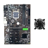 B250 BTC Mining Motherboard with CPU Cooling Fan 12XGraphics Card Slot LGA 1151 DDR4 SATA3.0 USB3.0 for BTC Miner