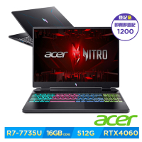Acer 宏碁 NITRO 16  AN16-41-R7PE 16吋電競筆電(R7-7735HS/RTX 4060/16GB/512GB/Win11)