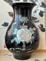 日本回流銅花瓶  花瓶，回流銅七寶鑲嵌螺鈿花鳥圖案銅器花瓶，