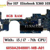 6050A2848001-MB-A01 For HP Elitebook X360 1030 G2 Laptop Motherboard i5 i7 CPU 8GB RAM 917922-601 920053-601 920055-601 Tested