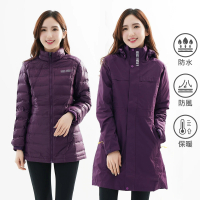 【遊遍天下】女款長版二件式GlobeTex防水透濕外套+無車縫羽絨外套 深紫(三合一外套 M-3L)