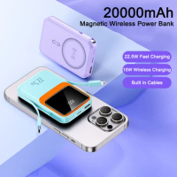 Power Bank 20000mAh Magnetic Wireless Powerbank for iPhone 14 13 12 22.5W Fast Charging Mini Powerbank for Xiaomi Huawei Samsung