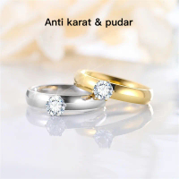 Cincin titanium wanita anti karat asli Cincin tunangan nikah Emas Muda Cincin Zircon Cincin titanium