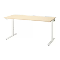 MITTZON 書桌/工作桌, 實木貼皮, 樺木 白色