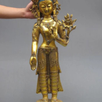 29" Refined Bronze gilt Stand TaRa Kwan Yin Quan Yin Buddha statue 72cm