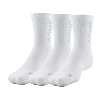 【UNDER ARMOUR】運動襪 3-Marker Crew Socks 白 灰 吸濕排汗 支撐 緩衝 中筒襪 襪子 UA(1382025100)