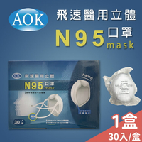 AOK飛速醫用立體N95口罩  單包裝 白色  30入/盒 【未來藥局】