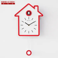Cuckoo Hourly Chiming Living Room Wall Clock Cuckoo Clock Children's Creative Cartoon Clock Nordic Bird Cute