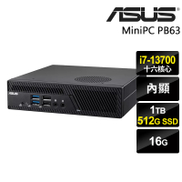 【ASUS 華碩】i7 十六核心迷你商用電腦(MiniPC PB63/i7-13700/16G/1TB+512G SSD/W11P)
