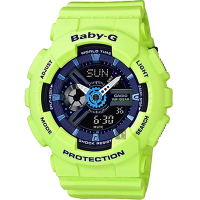 CASIO 卡西歐 Baby-G 運動雙顯手錶 送禮首選-螢光綠 BA-110PP-3A