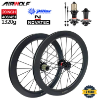Airwolf-Carbon Fiber Bicycle Wheelset, Folding Bike Wheels, Disc Brake, Clincher, 20 ", 451, 406