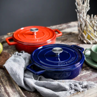 24cm Highlighter Green Seafood Enamelled Cast Iron Pots Household Braising Baked Stock Pot Induction Cooker Non-stick Pot