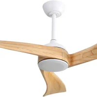 52 Inch Indoor Modern Ceiling Fan Without Light 6 Speed Remote 3 Solid Wood Blade Reversible DC Motor For Indoor&amp;Outdoor