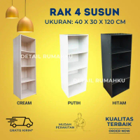 Rak Buku Serbaguna Susun 4 Kayu/Rak Helm/Lemari Filling Termurah - 4 Ssn Hitam terbatas