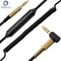 POYATU Spring Relief Coiled Cable For JBL E45BT E55BT E65BTNC S400BT Headphone Cable Replacement Upgrade Cords with Remote Mic