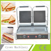 Commercial 2 plate Panini Grill Sandwich Maker; Electric Contact Grill Panini Griddle