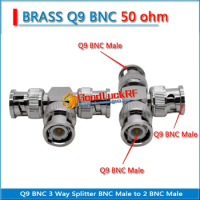 3 Three Q9 BNC Male To 2 Dual BNC Male BNC 3 Way Splitter Socket Type T Nickel RF Video Coaxial Connector for CCTV Camera