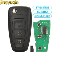 Jingyuqin 4D ID60/63/83 433MHZ FSK 5WK49986 For Ford Focus Fiesta C-Max Kuga Mondeo S-Max Galaxy Flip Remote Car Key Fob HU101