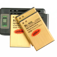 Ciszean 3x 2450mAh BL-4UL Gold Replacement Battery + LCD Charger For Nokia 3310 220 Lumia 225 230 330 RM-1011 RM-1126 RM-1172