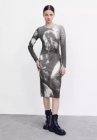 Urban Revivo Ruched Printed Midi Dress