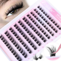 Zegaine Self Adhesive Eyelashes Natural Look Reusable Cluster Lashes Clear Band Individual Short Wis