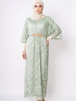 Eprise Kaftan N - AP1448B Green | Gaun Maxi Wanita Muslim | Dress Kaftan Brokat | Dress Lebaran Semu