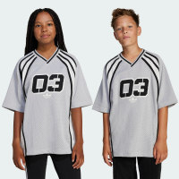 adidas ไลฟ์สไตล์ เสื้อยืดผ้าเจอร์ซีย์ทรงโอเวอร์ไซส์ เด็ก สีเทา JC7323