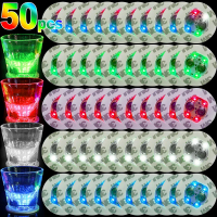 [2]50/25/10/5Pcs LED Coaster Battery Powered Luminous Bottle Coasters Stickers tail Liquor Bottles Cup Mat Bar Club Party Decor[2]