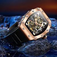 ONOLA New Business Left Crown Men Mechanical Wristwatches 100M Waterproof Sapphire Glass PD-1662 GMT Watch for Men
