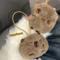 MINISO New Capibala Name Tag Pendant Capybara Pendant Brown Pendant Plush Brooch Bag Keychain Children's Plush Toy Girl Gift